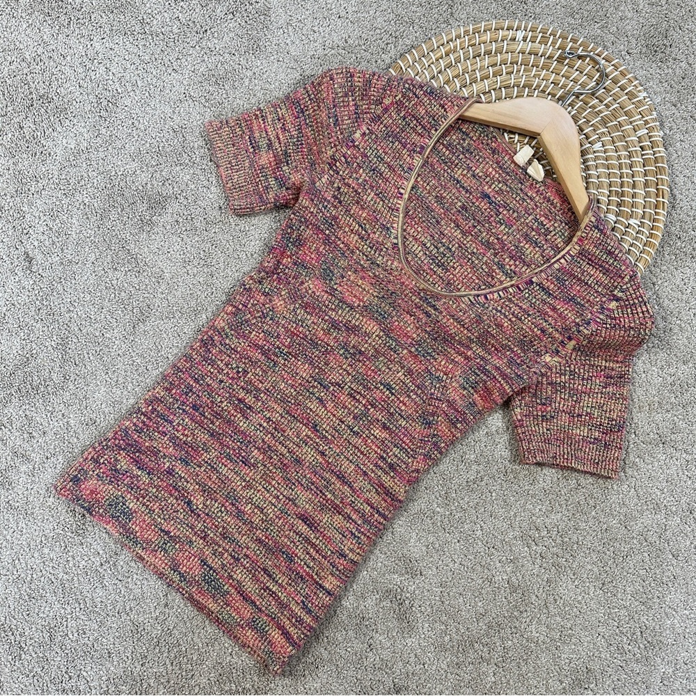Anthropologie Moth Women’s Spacedye Ribbed Knit Shortsleeve Top Multicolor M - Picture 2 of 9
